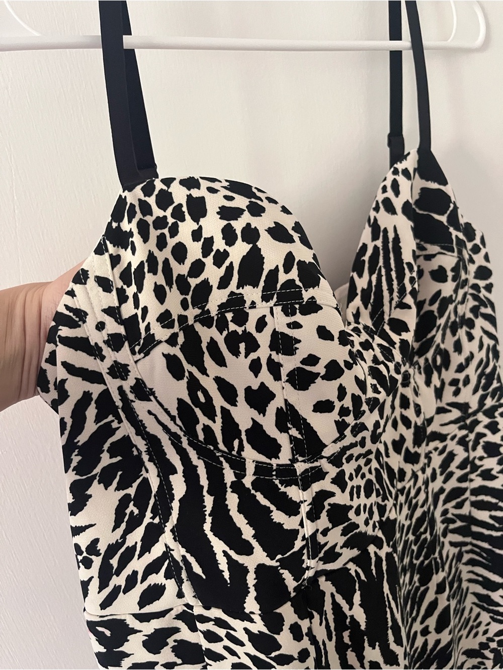 Sergio Hudson X Target Size Animal Print Bustier Midi Dress Black Ivory Large - Picture 2 of 12
